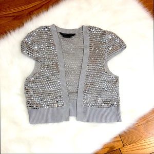 BCBG Silver/Grey sequin crop top shall